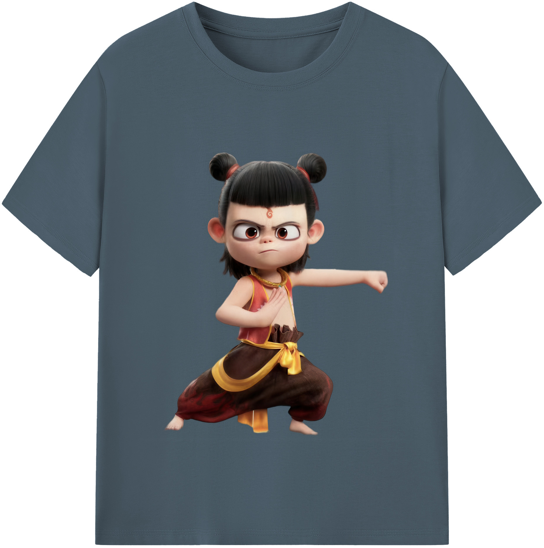 （画像用） Ne Zha 2 ナタ 魔童の大暴れ 綿100％半袖Tシャツ（フロントプリント）